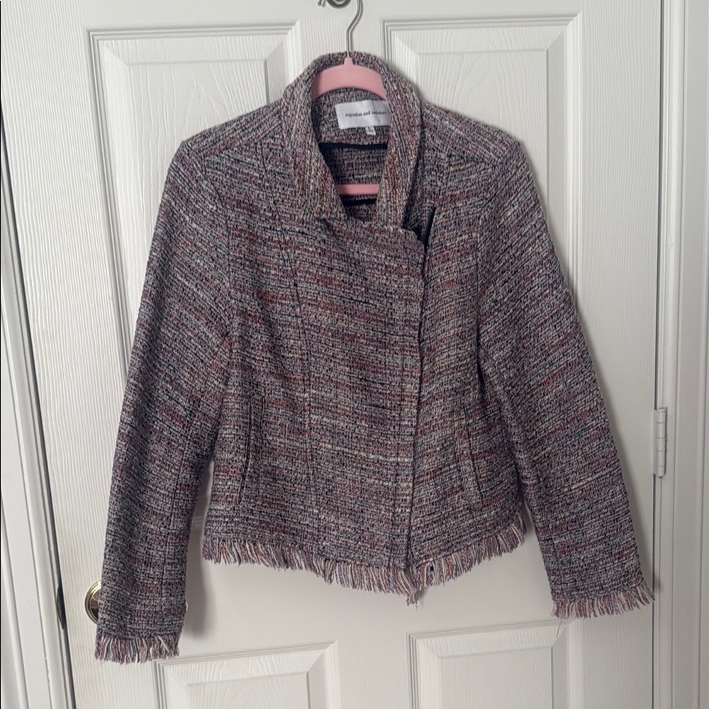 Cupcakes & Cashmere colorful, fringe Blazer Tailored Suit Jacket size large